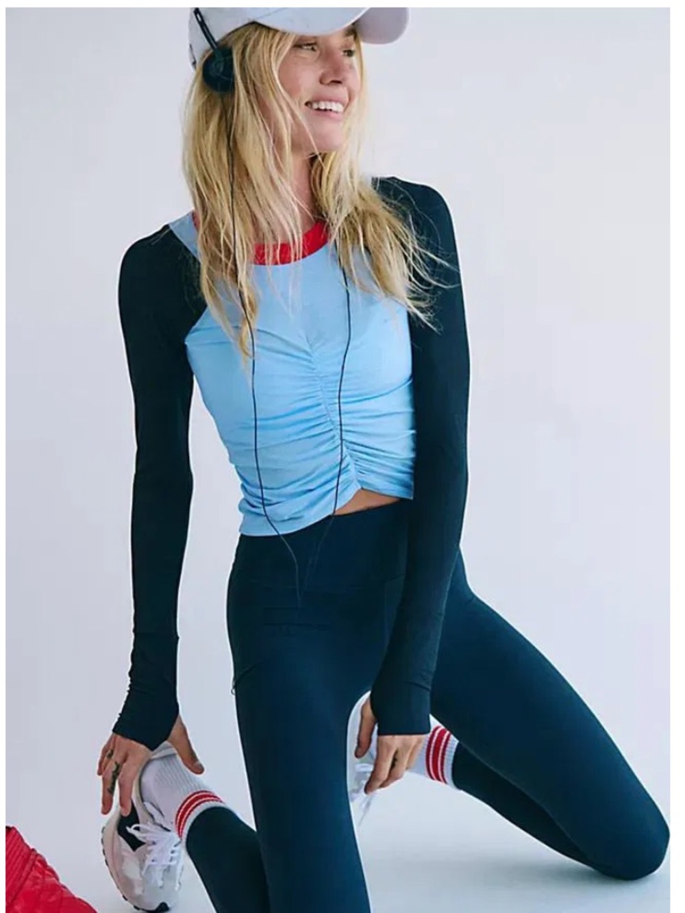 Free Peoplw Movement Tempo Ruched Colorblock Long Sleeve